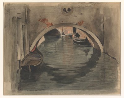 Veduta sotto un ponte ad arco a Venezia da Willem Arnoldus Witsen