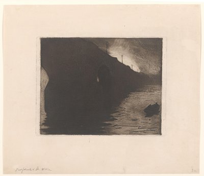 Vista su Waterloo Bridge nella nebbia a Londra da Willem Arnoldus Witsen
