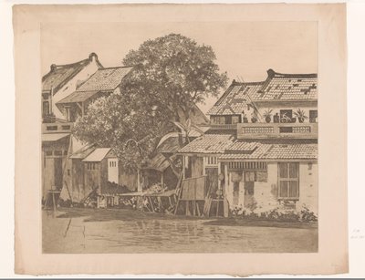 Veduta di case lungo un fiume a Batavia da Willem Arnoldus Witsen