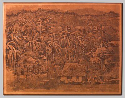 Vista di case e vegetazione a Buitenzorg da Willem Arnoldus Witsen