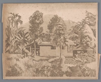 Casa con il vulcano Salak(?) sullo sfondo, Buitenzorg da Willem Arnoldus Witsen