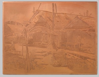 Nel villaggio, albero di banane in primo piano da Willem Arnoldus Witsen