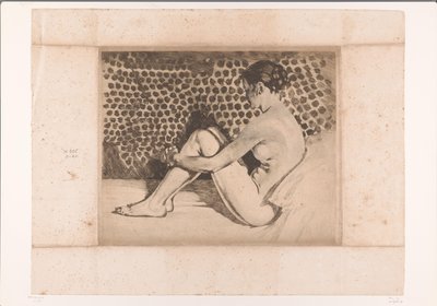 Nudo seduto su un divano con le ginocchia sollevate da Willem Arnoldus Witsen