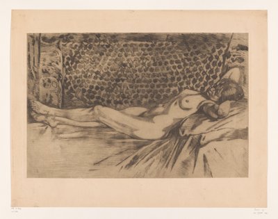 Giovane donna nuda sdraiata su un divano da Willem Arnoldus Witsen