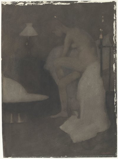 Donna nuda, seduta sul bordo del letto da Willem Arnoldus Witsen