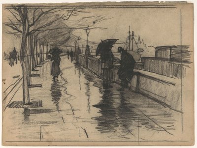 Pioggia, Thames Embarkment a Londra da Willem Arnoldus Witsen