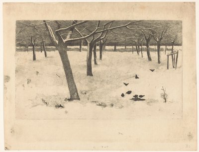 Frutteto innevato con uccelli da Willem Arnoldus Witsen