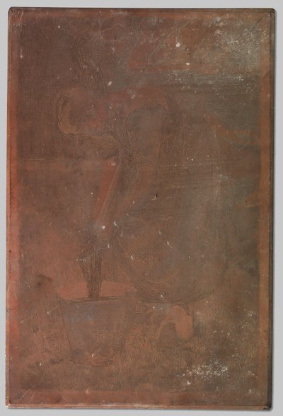 Donna in piedi vicino a un secchio per il bucato da Willem Arnoldus Witsen
