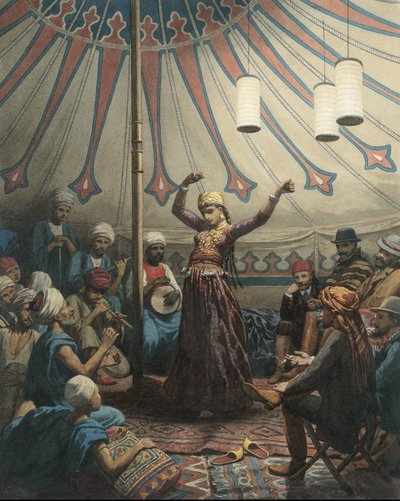 Danzatrice egiziana in una tenda, con musicisti e spettatori da Willem de Famars Testas