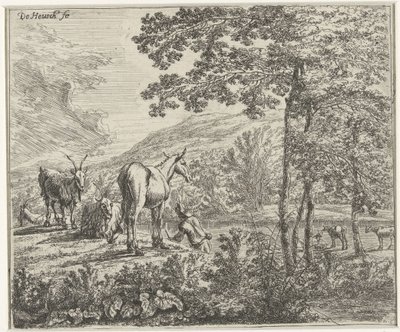 Paesaggio con un mulo e capre da Willem de Heusch