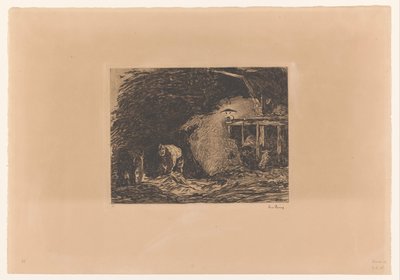 Interno di stalla alla luce della lampada da Willem de Zwart (signed by artist)
