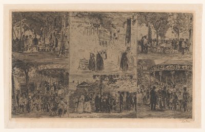 Sei schizzi di un giorno di mercato e una fiera di paese da Willem de Zwart (signed by artist)