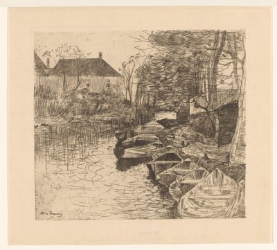 Canale con barche a remi da Willem de Zwart