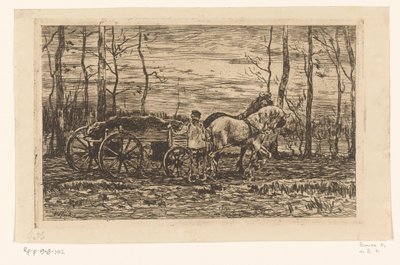 Carro con legna da ardere trainato da due cavalli da Willem de Zwart