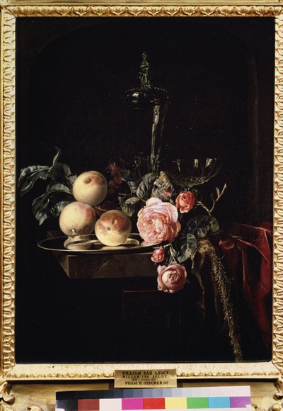 Natura morta con rose e pesche da Willem van Aelst