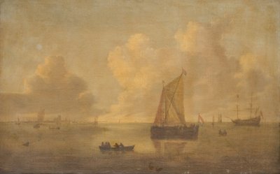 Marina con una città sullo sfondo da Willem van Diest
