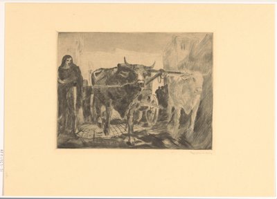 Due buoi davanti a un carro da Willem van Konijnenburg (signed by artist)
