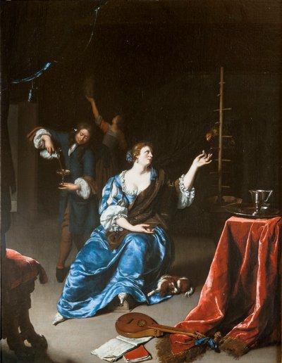 Signora con pappagallo
 Titolo/i alternativo/i:   Dame einen Papagei fütternd da Willem Van Mieris