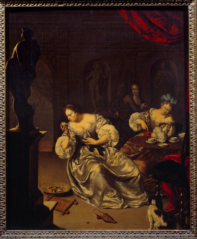 Le donne della nobiltà olandese che prendono il tè da Willem Van Mieris