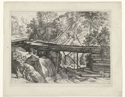 Paesaggio montano con acquedotto in legno da Willem van Nieulandt (II)