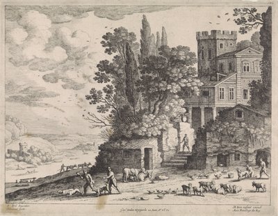 Paesaggio con una casa, figure e bestiame da Willem van Nieulandt (II)