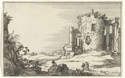 Rovina di un tempio circondato da colonne (serie: Rovine romane e paesaggi costieri) da Willem van Nieulandt (II)