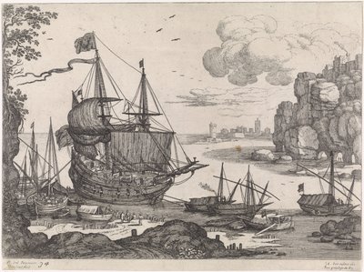 Navi in un porto da Willem van Nieulandt (II)