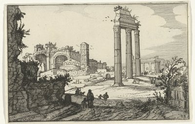 Tempio di Castore e Polluce e la basilica di Costantino da Willem van Nieulandt (II)