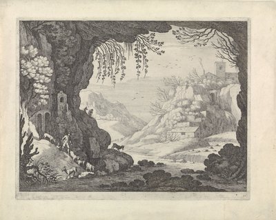 Veduta del paesaggio da una grotta da Willem van Nieulandt (II)