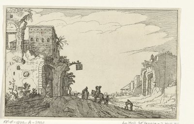 Strada tra rovine (serie: Rovine romane e paesaggi costieri) da Willem van Nieulandt (II)