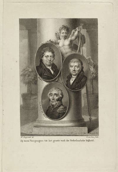 Memoriale con i ritratti di Joan Melchior Kemper, Cornelis Anthony Fannius Scholten, Gijsbert Carel Rutger Reinier van Brienen van Ramerus. NL-HlmNHA 1477 53011449 da Willem van Senus