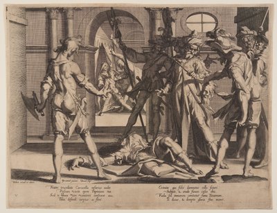 Decapitazione del giudice romano Papiniano, tavola 5 da Troni di giustizia (Thronus Iustitiae) da Willem van Swanenburgh