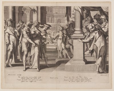 Susanna davanti a Daniele, piatto 3 da Troni di giustizia (Thronus Iustitiae) da Willem van Swanenburgh