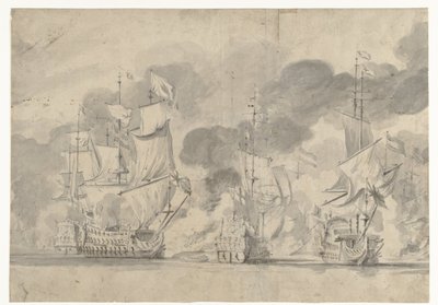 Battaglia navale a Lowestoft il 13 giugno 1665 da Willem van de Velde (I)