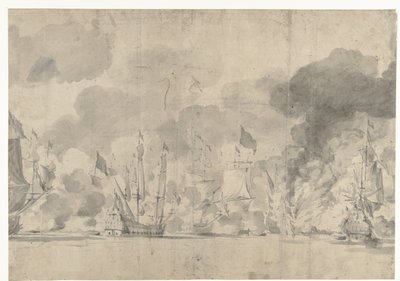 Battaglia navale a Lowestoft il 13 giugno 1665 da Willem van de Velde (I)