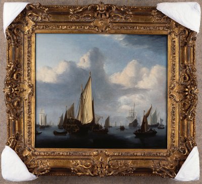Paesaggio marino con uno yacht di stato e altre navi in calma, 1654 da Willem van de Velde