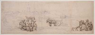 Scena di dune con figure di contadini da Willem van de Velde