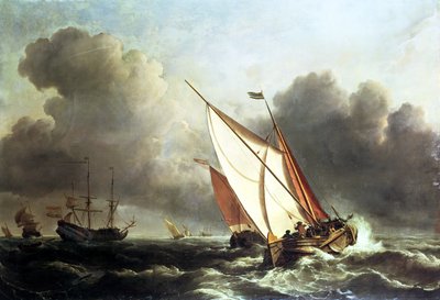 Navigazione olandese al largo in un vento crescente da Willem van de Velde