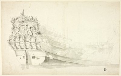 Nave olandese con prua ornamentale vista dal lato di dritta da Willem van de Velde I