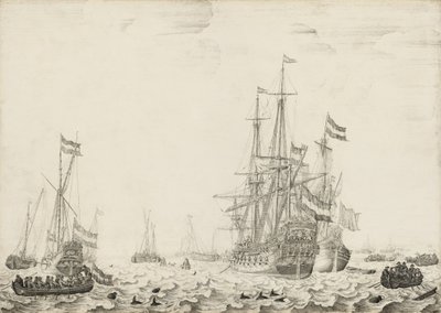 Navi olandesi vicino alla costa da Willem van de Velde I