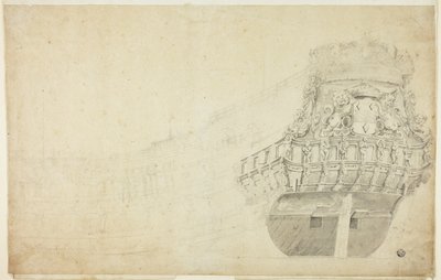 Schizzo parziale di una nave olandese vista da babordo da Willem van de Velde I