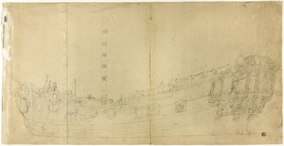 Disegno del costruttore navale per un galeone olandese da Willem van de Velde I