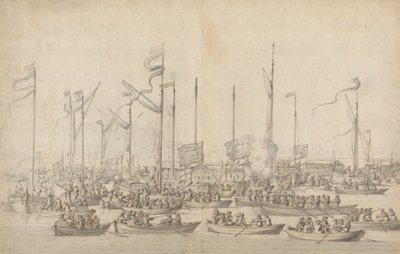 Celebrazione sul Tamigi vicino a Whitehall da Willem van de Velde the Elder