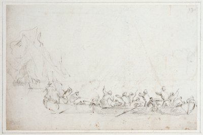 Una lotta in barca tra olandesi o inglesi e pirati barbareschi, c.1675 (gesso) da Willem van de Velde the Younger