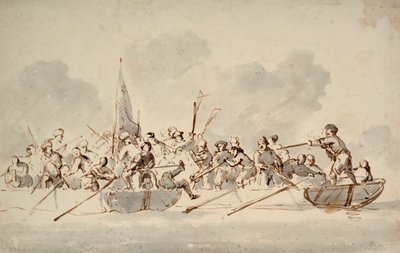 Combattimento in barche con pirati barbareschi da Willem van de Velde the Younger