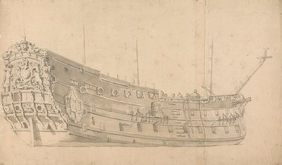 Un Vascello da Guerra Inglese, Vista di Poppa: Possibilmente la Victory da Willem van de Velde the Younger