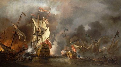 Una nave inglese in azione contro i pirati barbareschi da Willem van de Velde the Younger