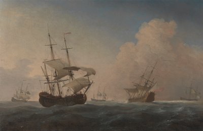 Navi da guerra inglesi che si inclinano nella brezza al largo da Willem van de Velde the Younger