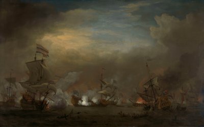 Battaglia navale notturna tra Cornelis Tromp sulla Gouden Leeuw e Sir Edward Spragge sulla Royal Prince da Willem van de Velde the Younger