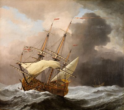 La nave inglese Hampton Court in una tempesta da Willem van de Velde the Younger